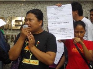 Shella Bernal, Silverio Compound leader, giving her solidarity speech in the protest in front of the Department of Justice (Jan 8, 2013)